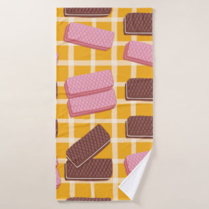 Different flavoued wafers seamless background bath towel