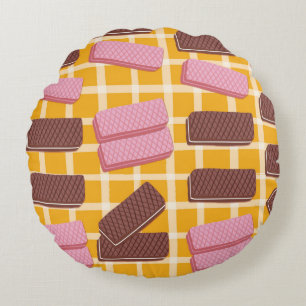 Different flavoued wafers seamless background round cushion