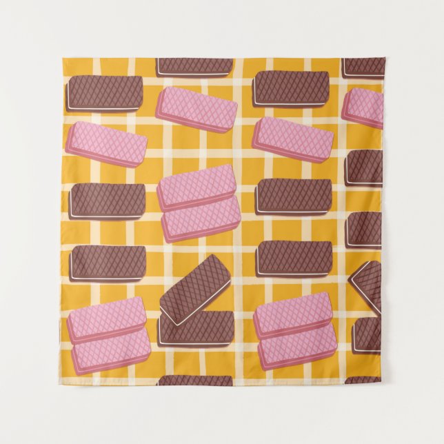 Different flavoued wafers seamless background tapestry (Front)
