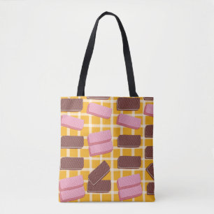 Different flavoued wafers seamless background tote bag