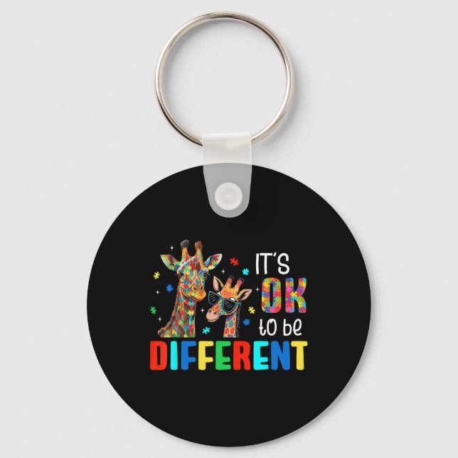 Different Giraffe Animal Autism Awareness Puzzle I Key Ring (Front)