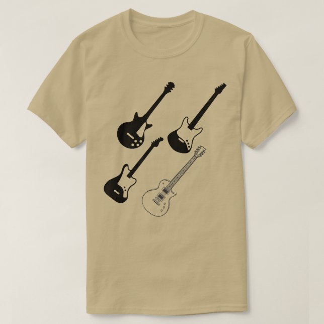 Different Guitar Musical Instrument Music Notes Gu T-Shirt (Design Front)