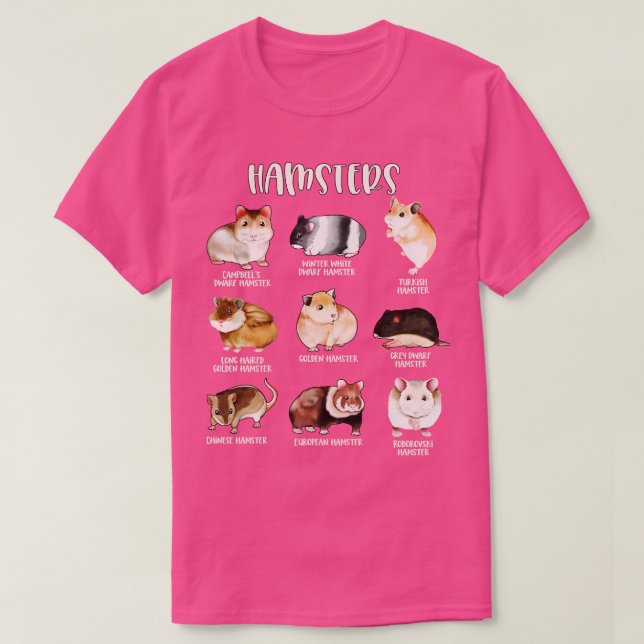 Different Hamster Species T-Shirt (Design Front)
