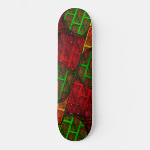 Different image montage, brick, red, green, yellow skateboard