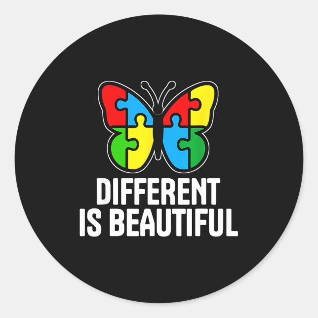 Different is beautiful autism awareness month classic round sticker (Front)