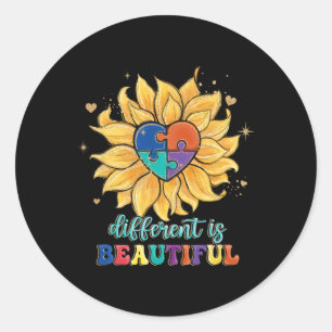 Different Is Beautiful Autism Awareness Month Wome Classic Round Sticker