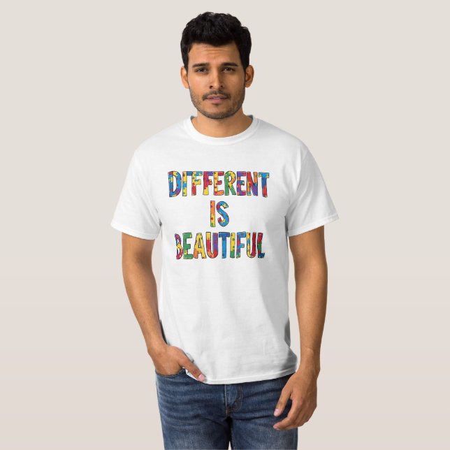 Different Is Beautiful - Autism Awareness  T-Shirt (Front Full)