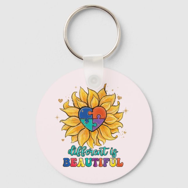 Different is Beautiful Autism Key Ring (Front)