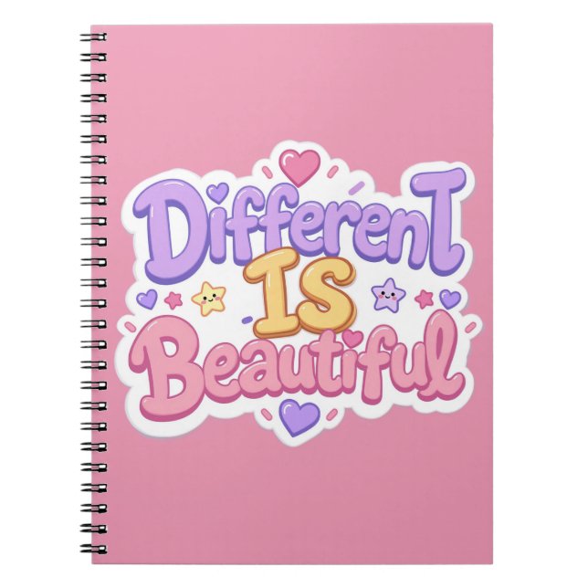 Different Is Beautiful Cute Pastel Kawaii Kids  Notebook (Front)
