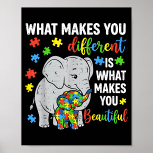 Different is Beautiful Elephant Autism Awareness Poster