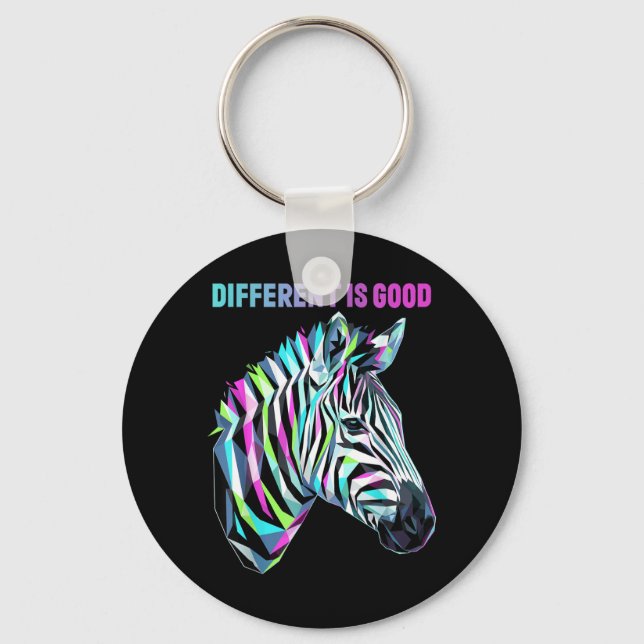 Different Is Good Rare Disease Awareness Zebra Key Ring (Front)