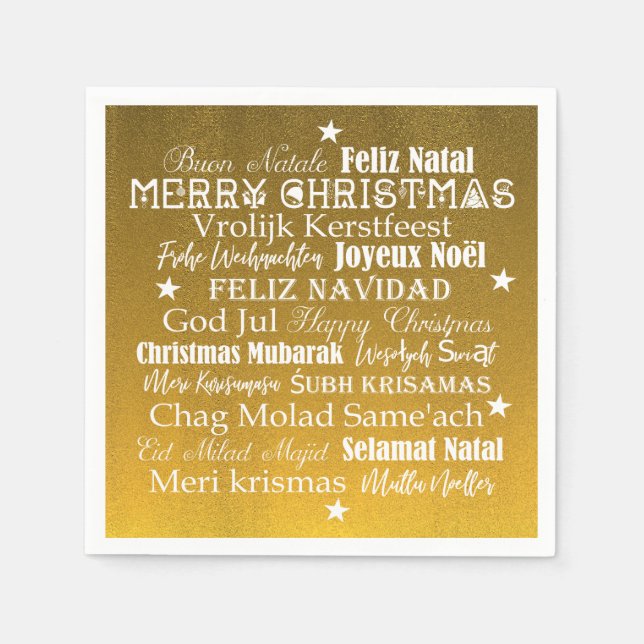 Different languages of Merry Christmas Napkin (Front)