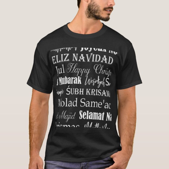 Different Languages Of Merry Christmas T Shirt  (Front)