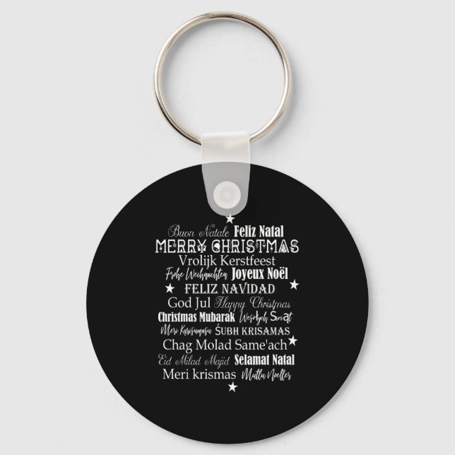 Different Languages Of Merry Christmas T Shirt  Key Ring (Front)