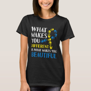 Different Makes You Beautiful Down Syndrome Awaren T-Shirt
