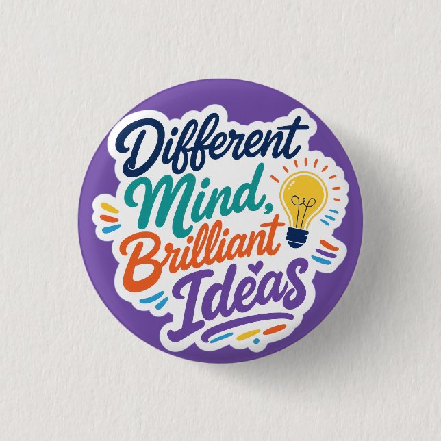 Different Mind Brilliant Ideas Autism ADHD 3 Cm Round Badge (Front)