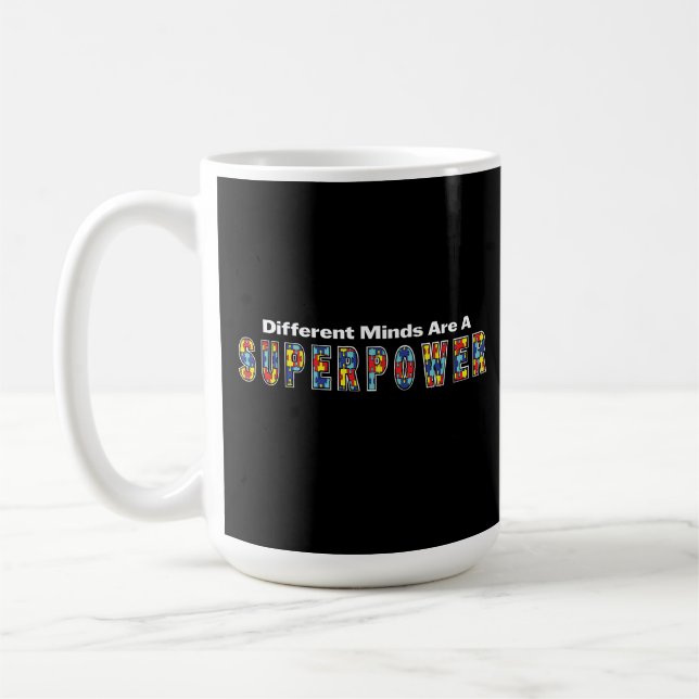 Different Minds Are a Superpower Autism Acceptance Coffee Mug (Left)