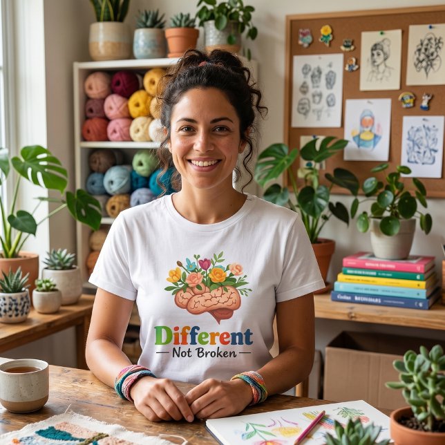 Different Not Broken Floral Brain: Neurodiversity Tri-Blend Shirt (Creator Uploaded)