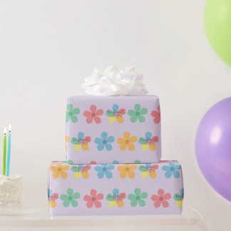 Different Not Less Autism Floral Seamless Design Wrapping Paper