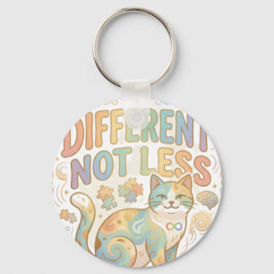 Different Not Less Neurodiversity Cat Autism Accep Key Ring