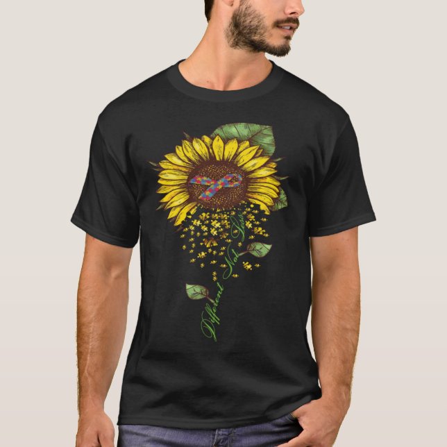 Different Not Less Sunflower Autism Autistic Gift  T-Shirt (Front)