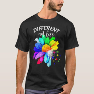 Different Not Less Sunflower Autism Puzzle Awarene T-Shirt