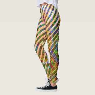 Different orange stripes, colourful scratched line leggings
