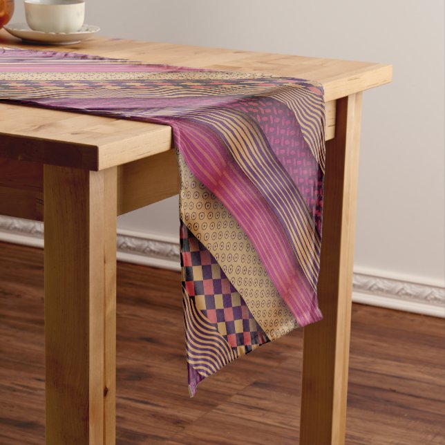 Different patterns pink colours stainless steel  short table runner (In Situ)
