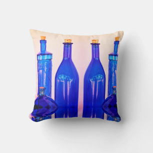 Different Shapes Blue Corked Bottles Cushion