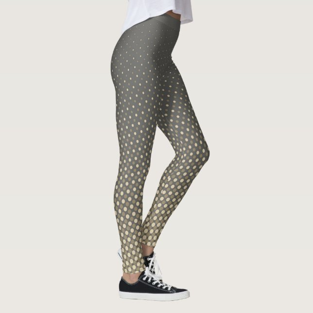 Different Size Dots - grey sand beige Leggings (Right)