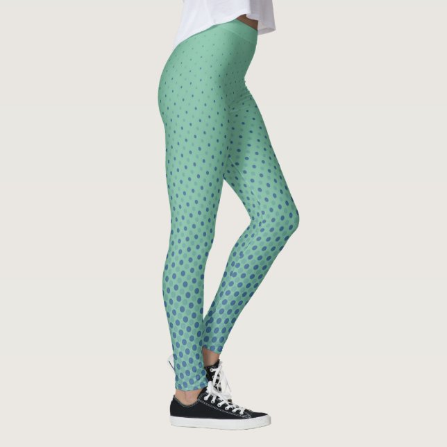 Different Size Dots - ocean green blue Leggings (Right)