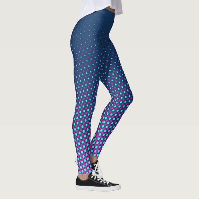 Different Size Dots - pink cyan blue Leggings (Right)