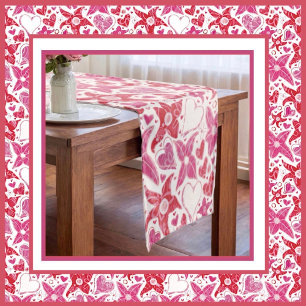 Different Style Of Flower & Hearts Pattern Short Table Runner