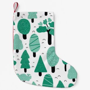 Different types of trees seamless vintage pattern. small christmas stocking