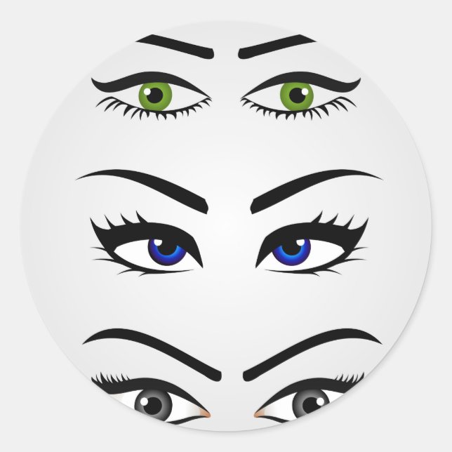 Different types of womens eyes classic round sticker (Front)