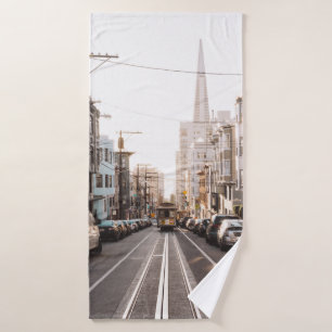 DIFFERENT VEHICLES ON ROAD DURING DAYTIME BATH TOWEL