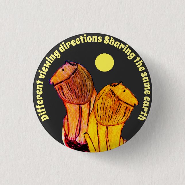 Different viewing directions 3 cm round badge (Front)