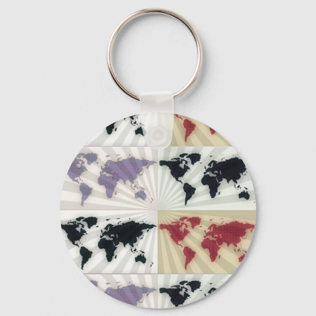 Different world maps key ring (Front)