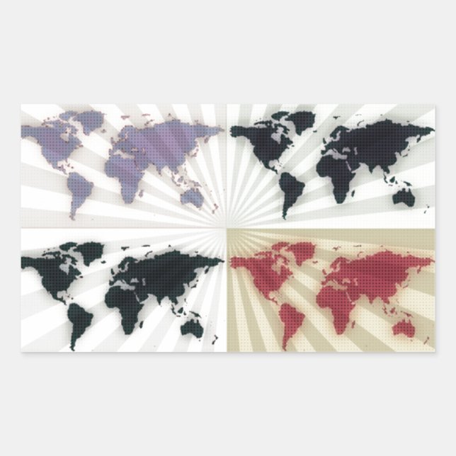 Different world maps rectangular sticker (Front)