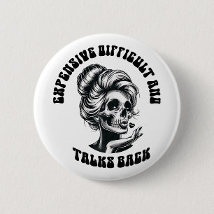Difficult And Talks Back Messy Bun Mothers Day 6 Cm Round Badge