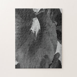 Difficult Black and White Hollyhock Flower Puzzle