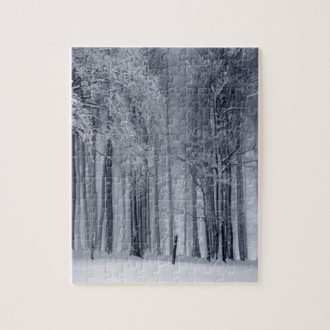 Difficult Black & White Winter Snowy Trees Jigsaw Puzzle (Vertical)