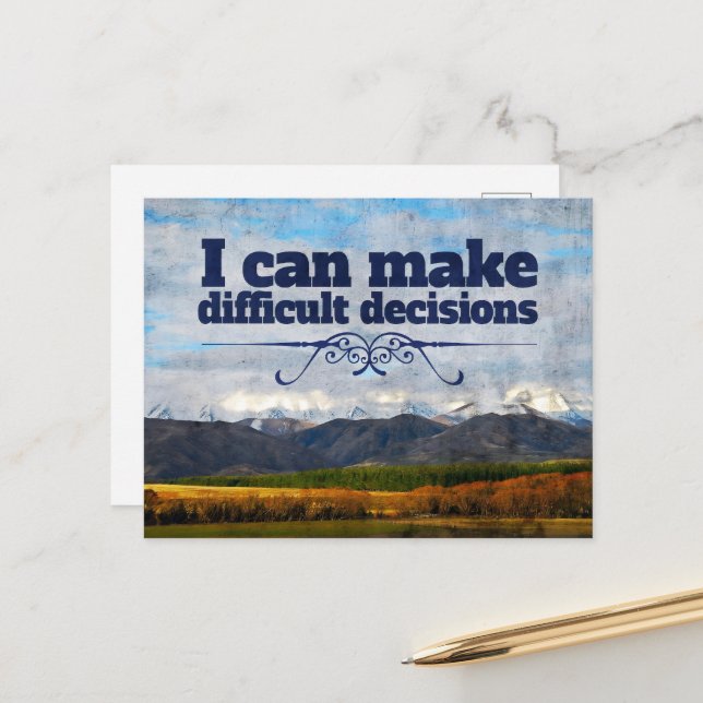 "Difficult decisions" Motivation Affirmation Postcard (Front/Back In Situ)