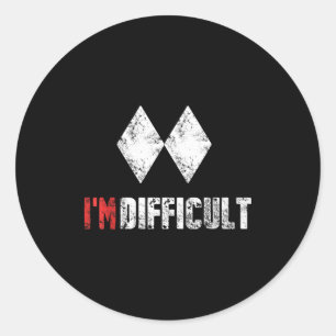 Difficult funny skiing snowboarding lover winter classic round sticker