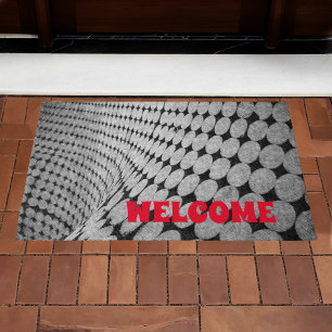 Difficult Monochromatic Optical Illusion Welcome Doormat