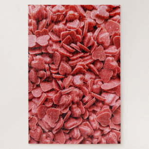 Difficult Red Candy Hearts Cluster Jigsaw Puzzle