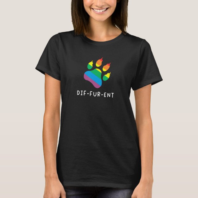 Diffurent Furry Gay Pride LGBTQ Rainbow Flag T-Shirt (Front)
