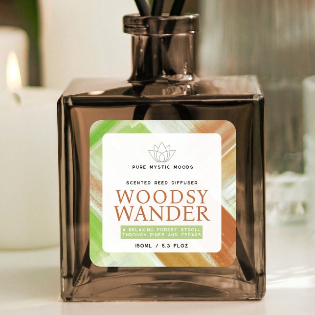Diffuser abstract watercolor woodsy green brown square sticker (Creator Uploaded)