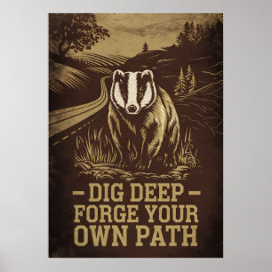 Dig Deep, Forge Your Own Path – Vintage Badger Poster