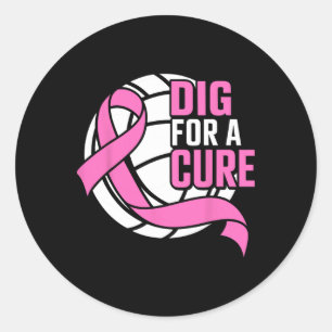 Dig For A Cure Breast Cancer Awareness Volleyball Classic Round Sticker
